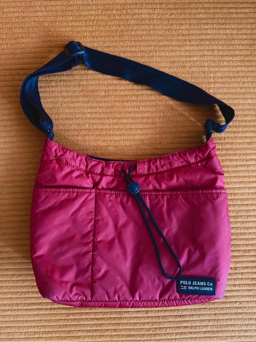Ralph Lauren Polo Jeans Co. Dark Red Nylon Crossbody Bag